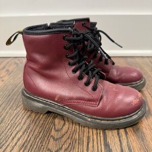 Dr Martens Junior 1460 Softy T Leather Lace Up Burgundy Boots size 1
